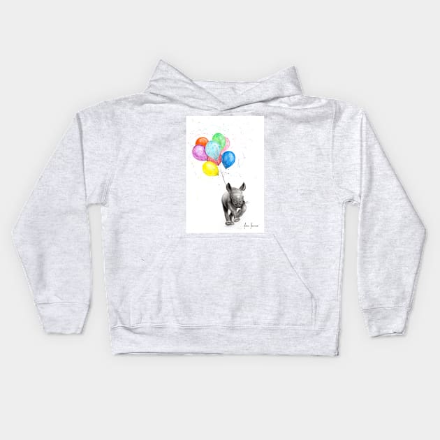 The Rhino and The Balloons Kids Hoodie by AshvinHarrison